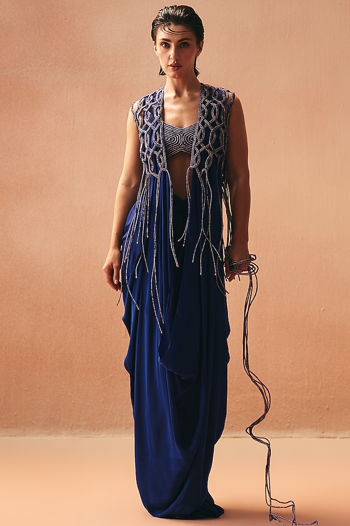 Purple Cotton Embroidered Jacket Set by Kamaali Couture at Pernia's Pop Up Shop