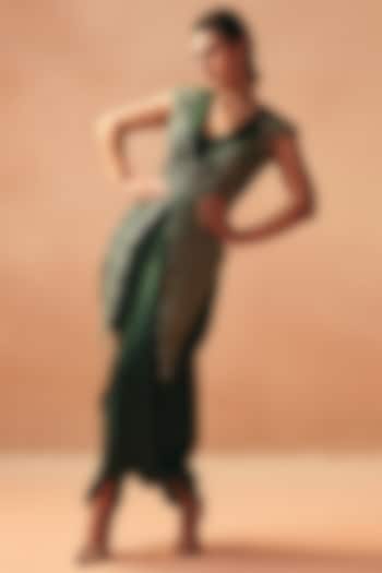 Green Cotton Embroidered Jacket Set by Kamaali Couture at Pernia's Pop Up Shop