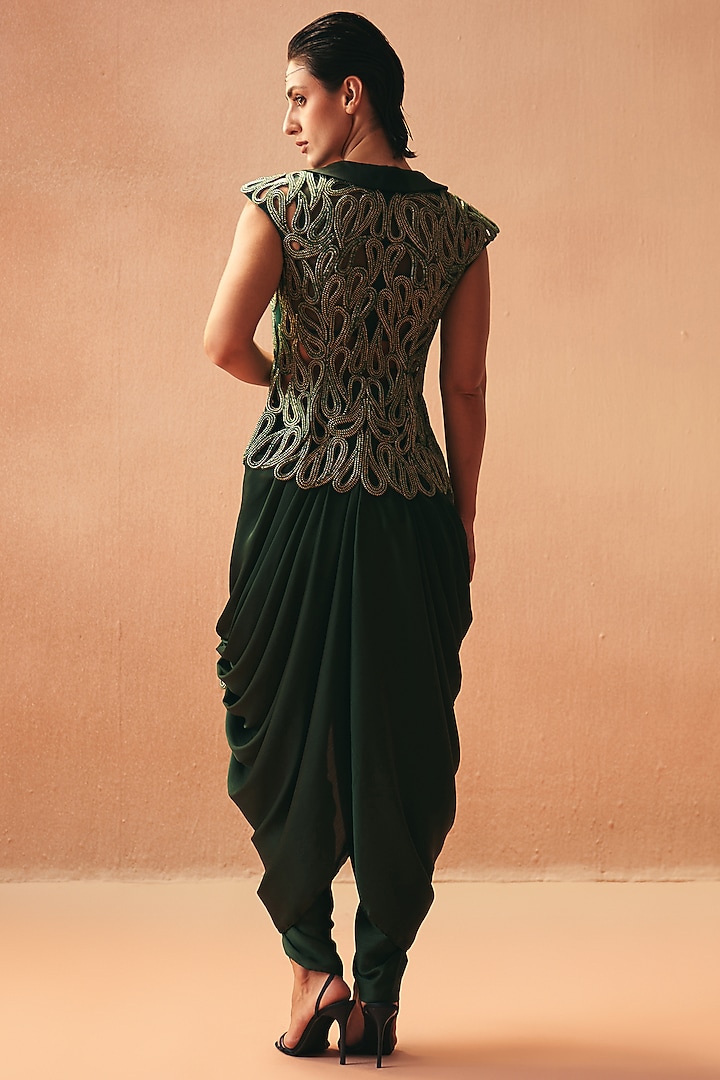 Green Cotton Embroidered Jacket Set by Kamaali Couture at Pernia's Pop Up Shop
