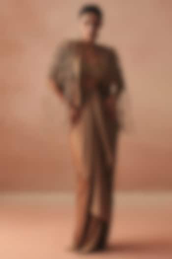 Gold Cotton Embroidered Blazer Set by Kamaali Couture at Pernia's Pop Up Shop