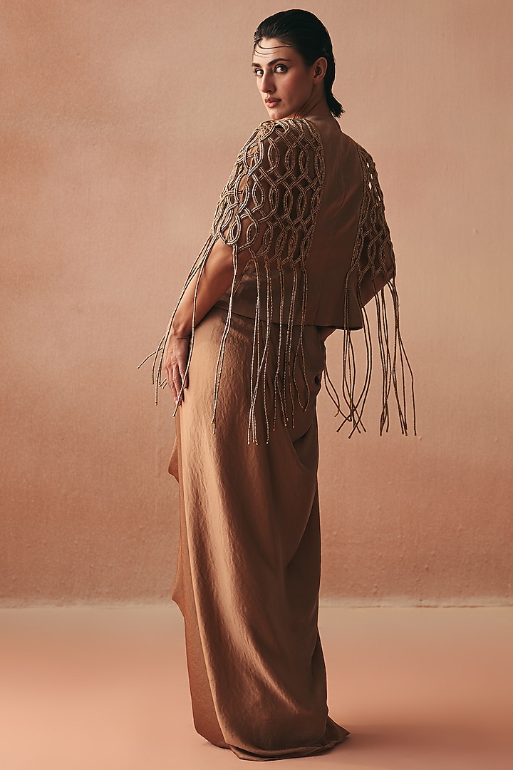 Gold Cotton Embroidered Blazer Set by Kamaali Couture at Pernia's Pop Up Shop