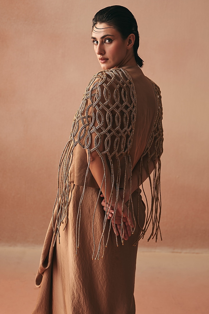 Gold Cotton Embroidered Blazer Set by Kamaali Couture at Pernia's Pop Up Shop