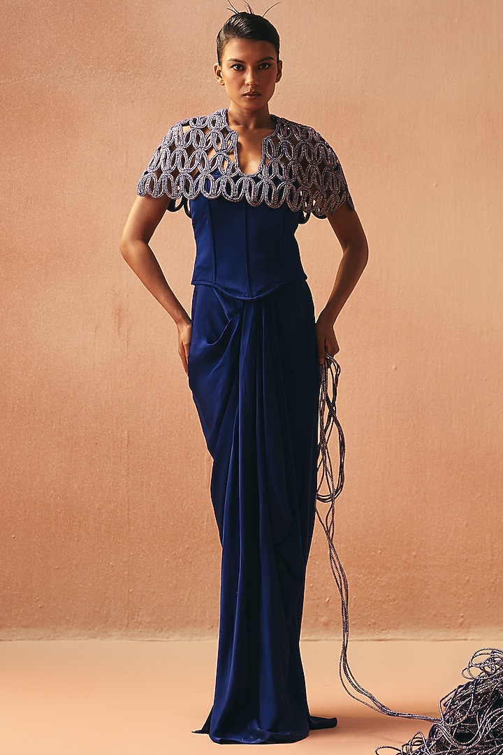 Purple Cotton Embroidered Jacket Set by Kamaali Couture at Pernia's Pop Up Shop