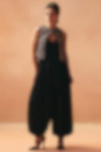 Black Cotton Embroidered Jacket Set by Kamaali Couture at Pernia's Pop Up Shop