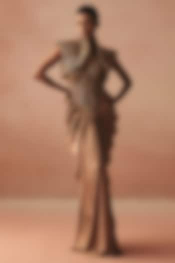 Gold Satin Wedding Gown by Kamaali Couture at Pernia's Pop Up Shop