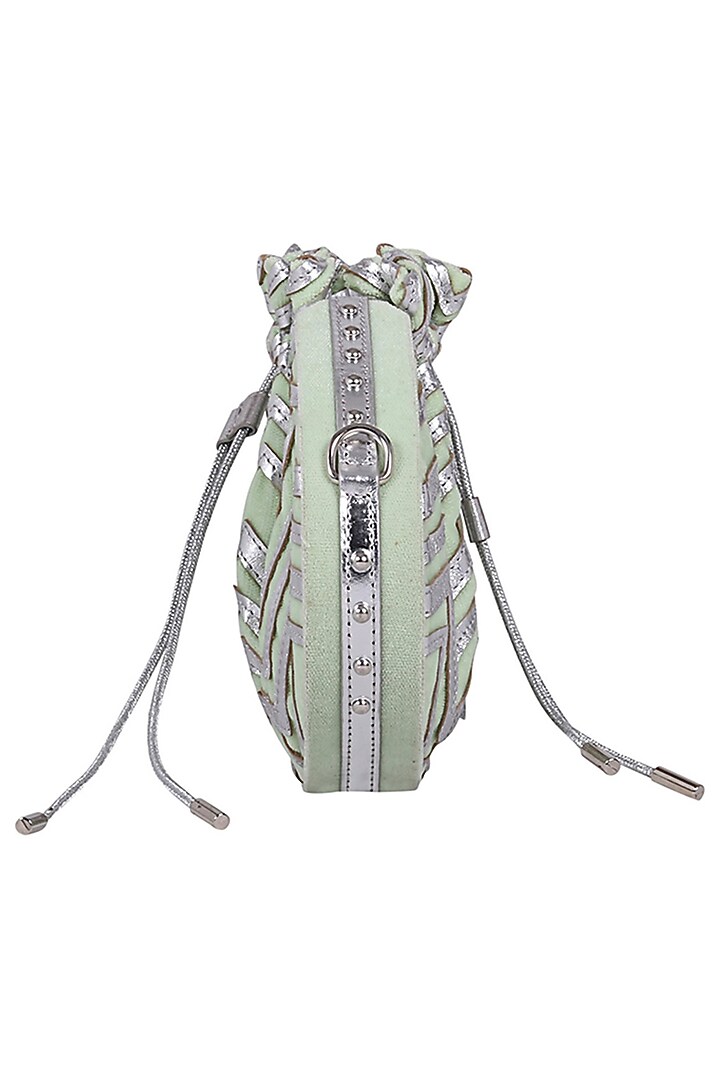 Mint Green Potli Bag With Chain & Tassels by Kaeros at Pernia's Pop Up Shop