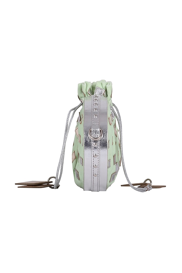 Mint Green Potli With Tassels & Chain by Kaeros at Pernia's Pop Up Shop