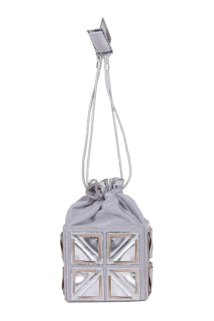 Silver Appliques Embroidered Potli by Kaeros at Pernia's Pop Up Shop