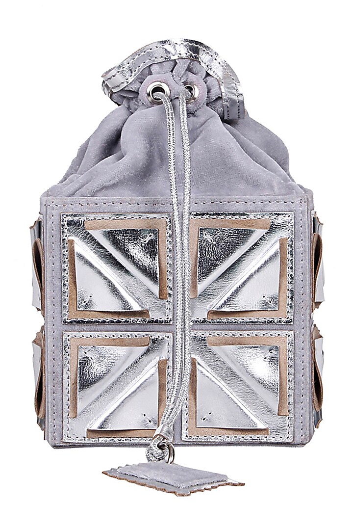 Silver Appliques Embroidered Potli by Kaeros at Pernia's Pop Up Shop