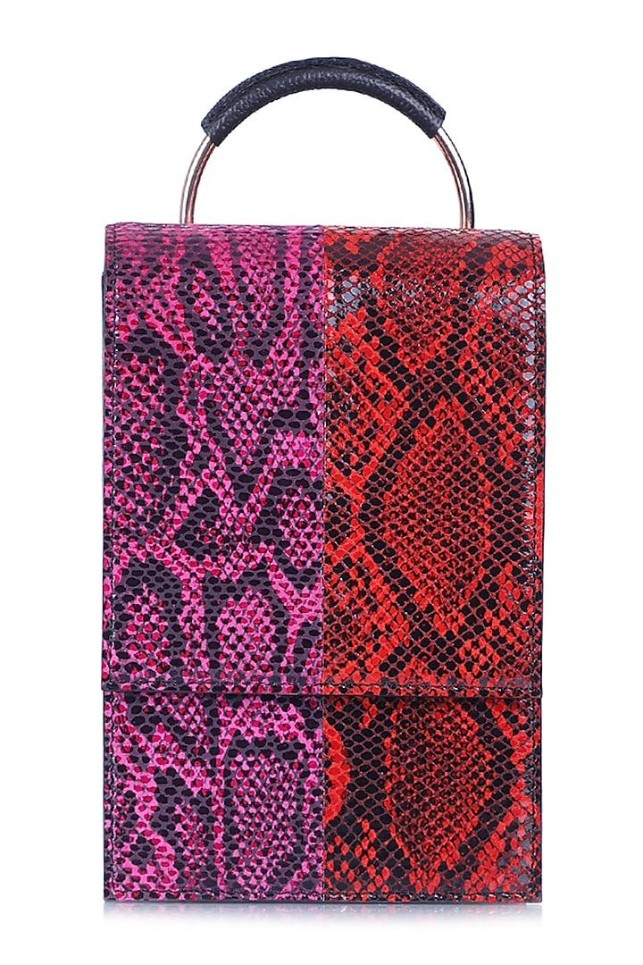 Red & Pink Printed Bracelet Bag by Kaeros