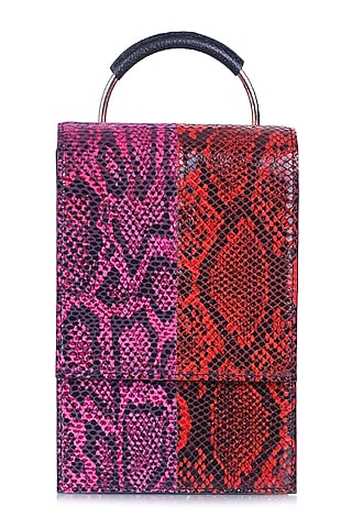 Red & Pink Printed Bracelet Bag by Kaeros