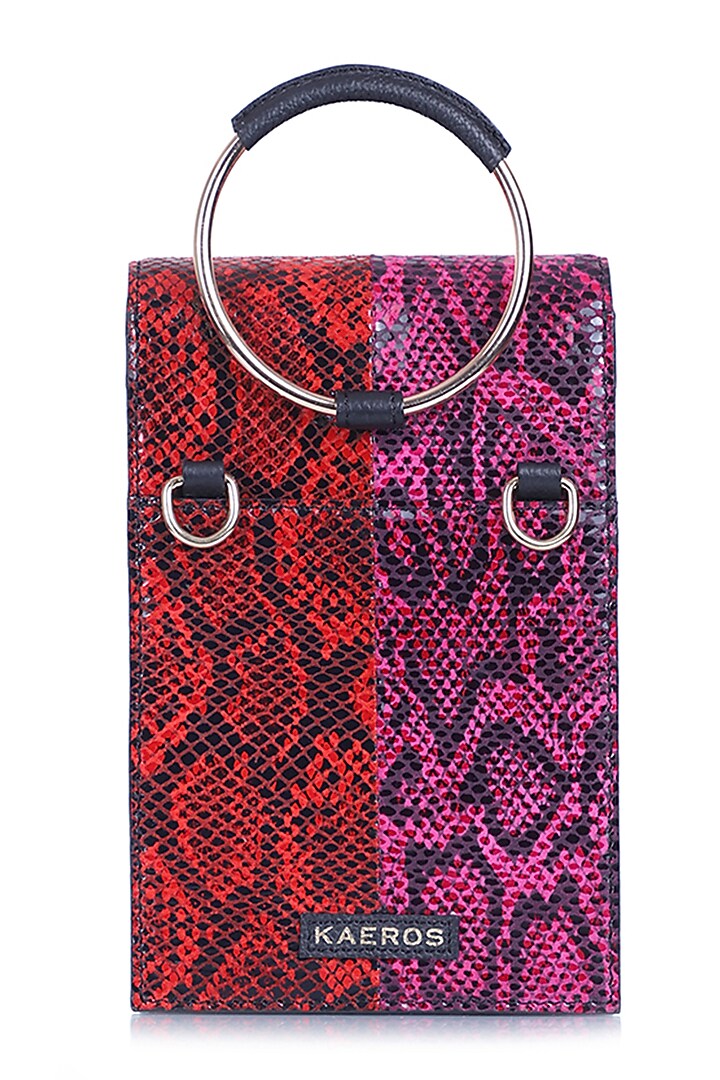 Red & Pink Printed Bracelet Bag by Kaeros at Pernia's Pop Up Shop