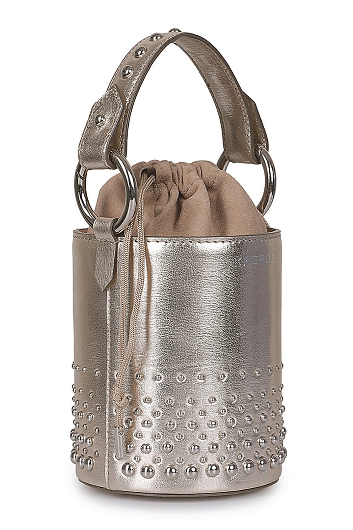 Gold Embellished Bucket Bag by Kaeros at Pernia's Pop Up Shop