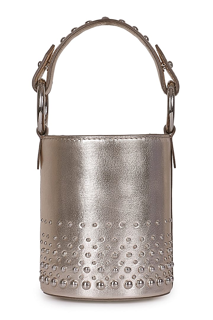 Gold Embellished Bucket Bag by Kaeros at Pernia's Pop Up Shop
