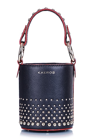 Black Embellished Bucket Bag by Kaeros