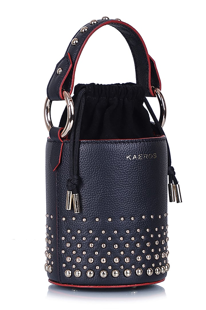 Black Embellished Bucket Bag by Kaeros at Pernia's Pop Up Shop