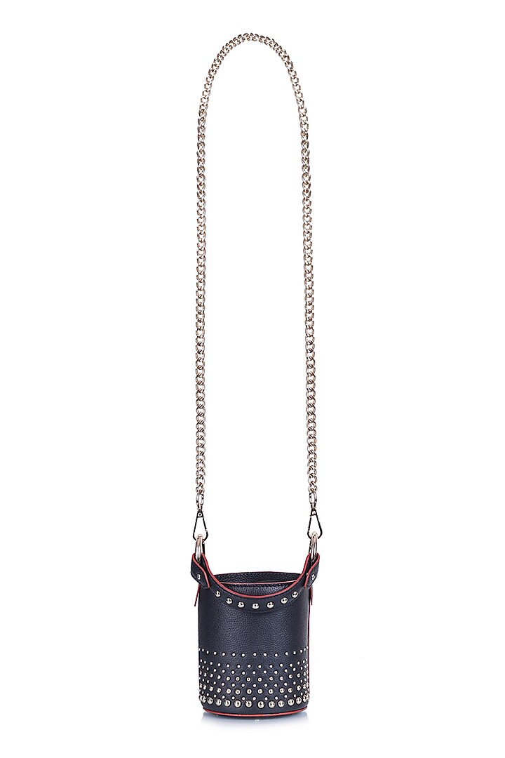 Black Embellished Bucket Bag by Kaeros at Pernia's Pop Up Shop