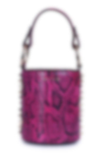 Pink Python Printed Bucket Bag by Kaeros