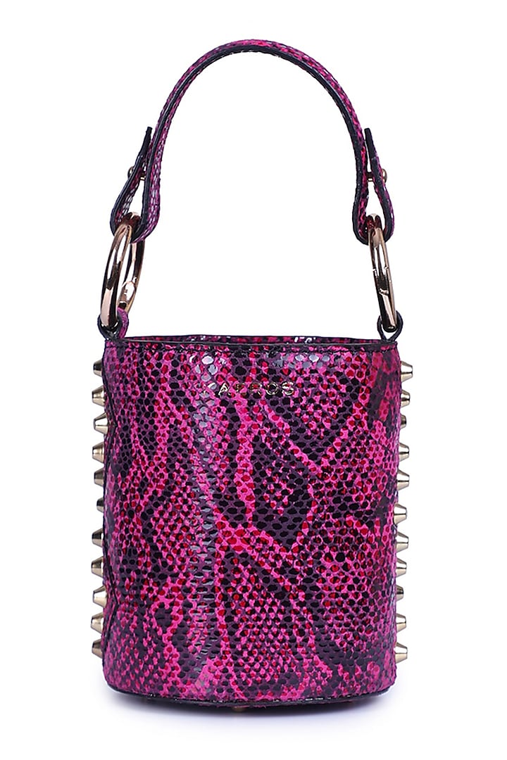 Pink Python Printed Bucket Bag by Kaeros