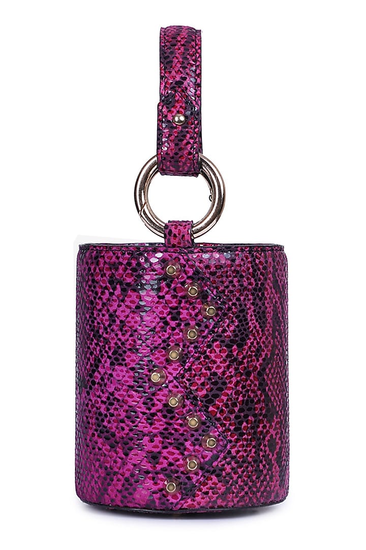 Pink Python Printed Bucket Bag by Kaeros at Pernia's Pop Up Shop