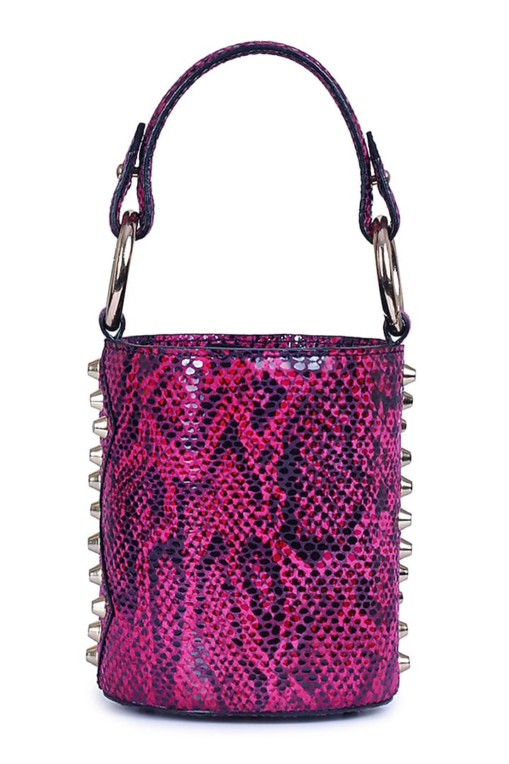 Pink Python Printed Bucket Bag by Kaeros at Pernia's Pop Up Shop