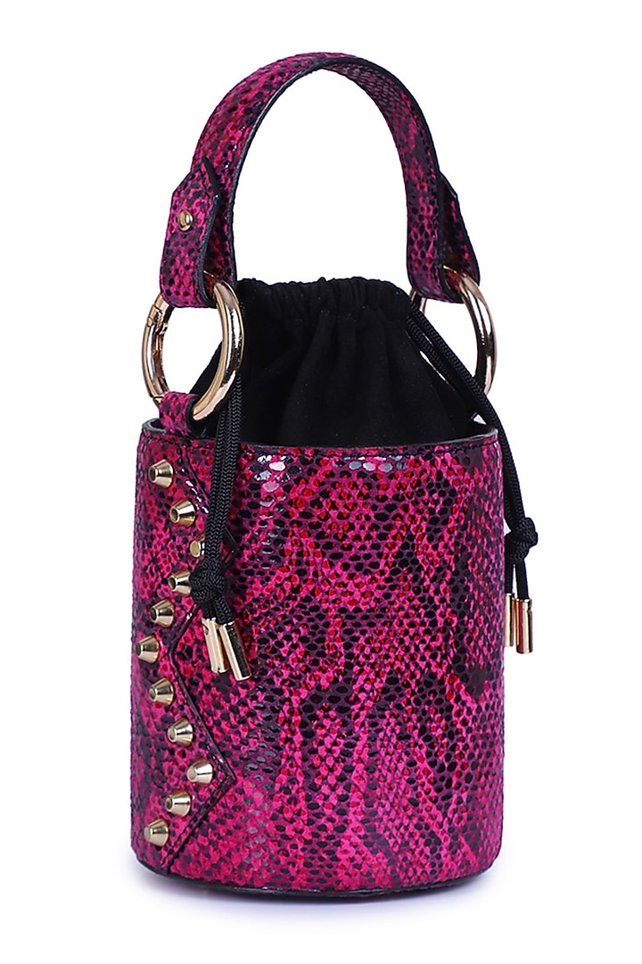 Pink Python Printed Bucket Bag by Kaeros at Pernia's Pop Up Shop