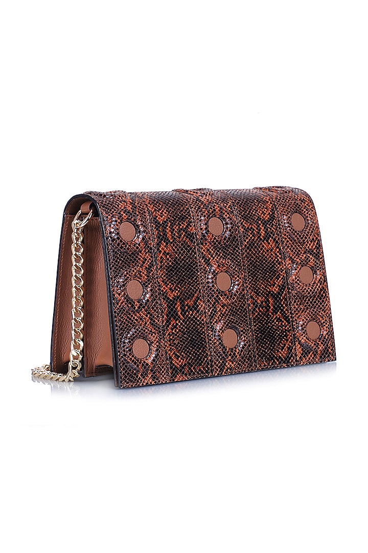 Tan Python Printed Shoulder Bag by Kaeros at Pernia's Pop Up Shop