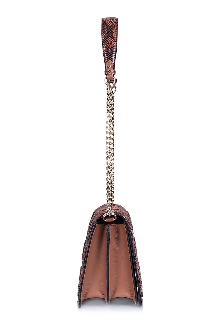 Tan Python Printed Shoulder Bag by Kaeros at Pernia's Pop Up Shop