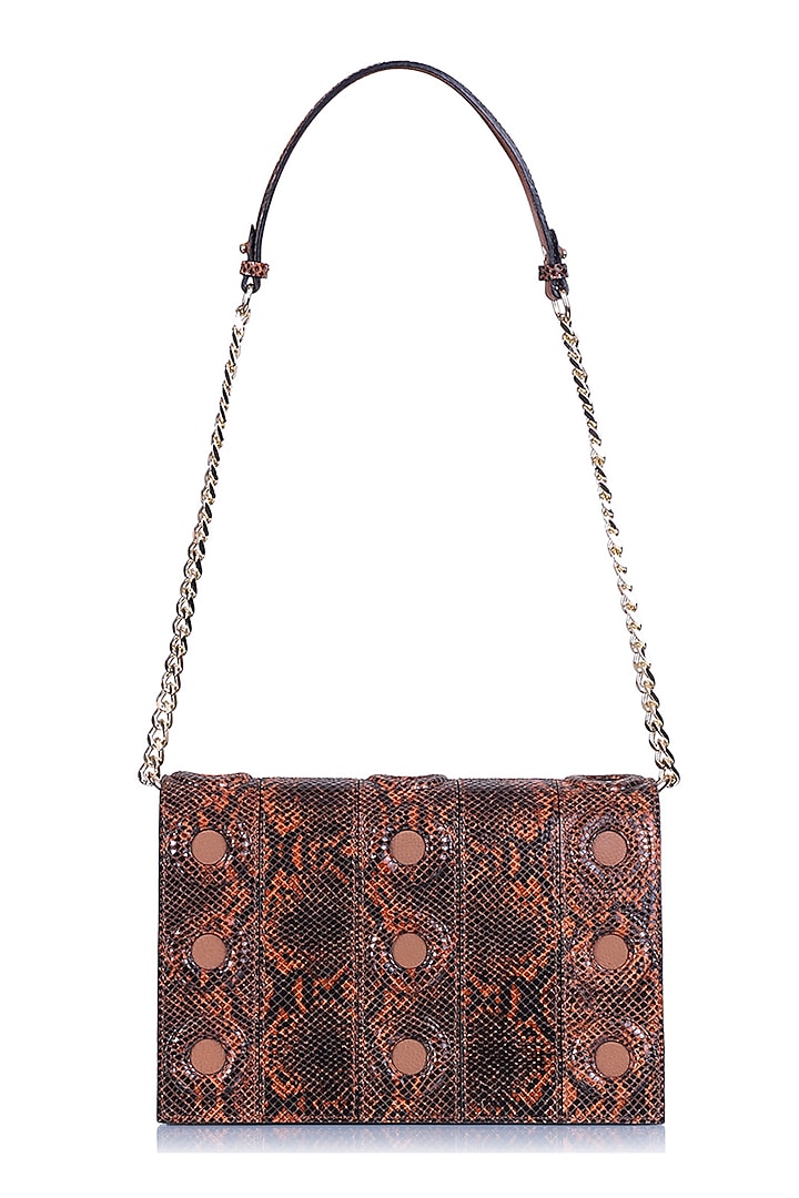 Tan Python Printed Shoulder Bag by Kaeros at Pernia's Pop Up Shop