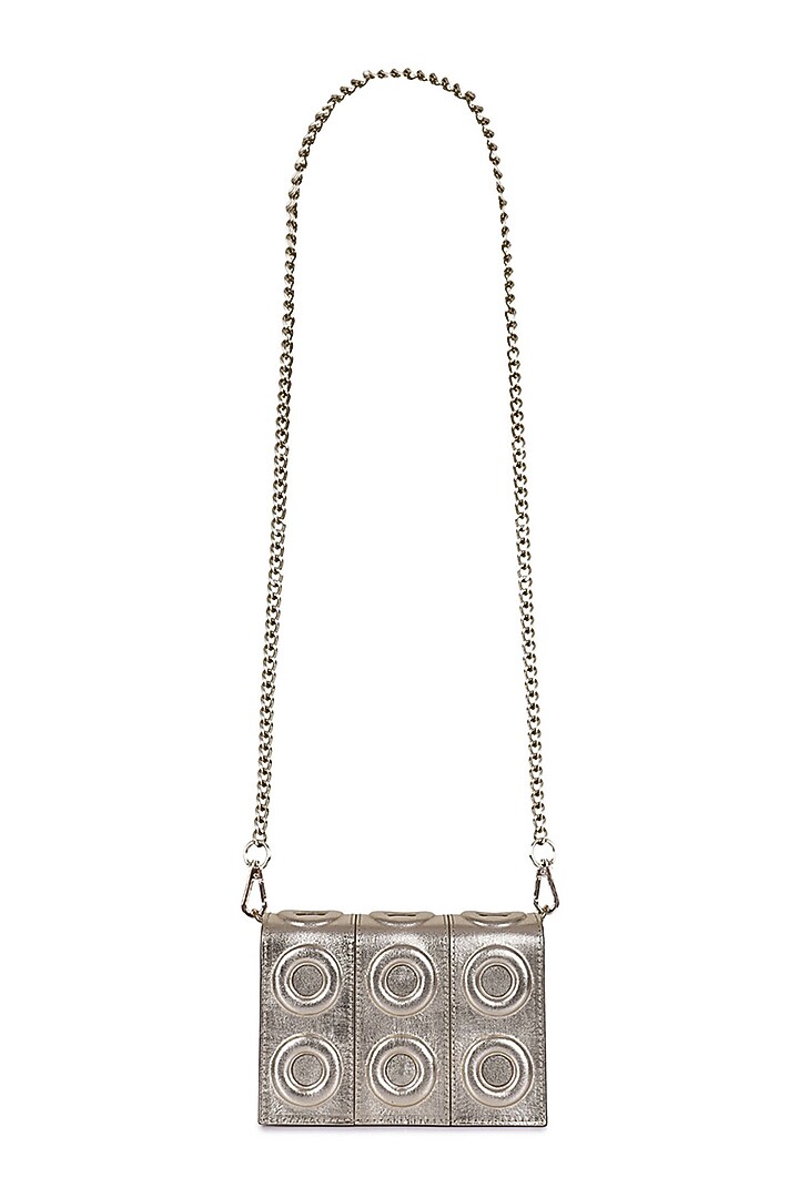 Gold Geometric Pattern Leather Mini Bag by Kaeros at Pernia's Pop Up Shop