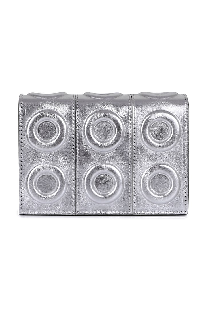 Silver Geometric Pattern Leather Mini Bag by Kaeros