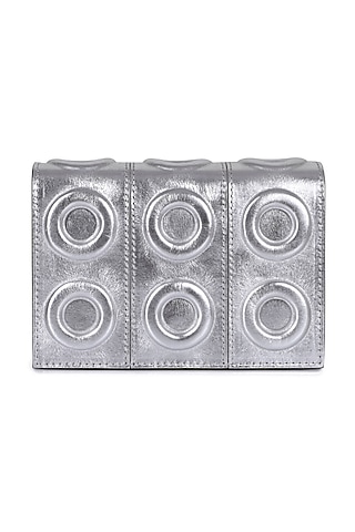 Silver Geometric Pattern Leather Mini Bag by Kaeros