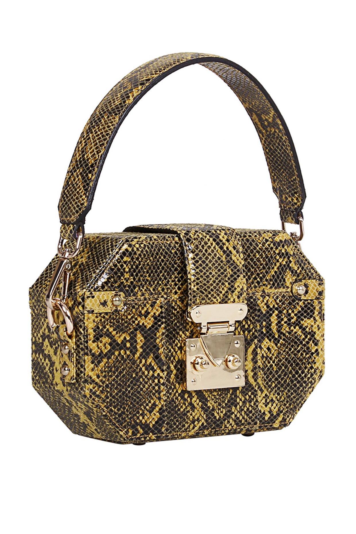 Yellow Python Printed Box Bag Design by Kaeros at Pernia's Pop Up Shop 2024