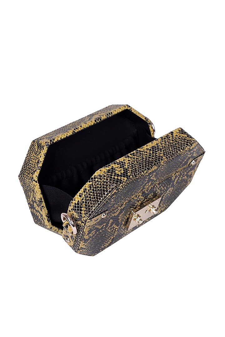 Yellow Python Printed Box Bag by Kaeros at Pernia's Pop Up Shop
