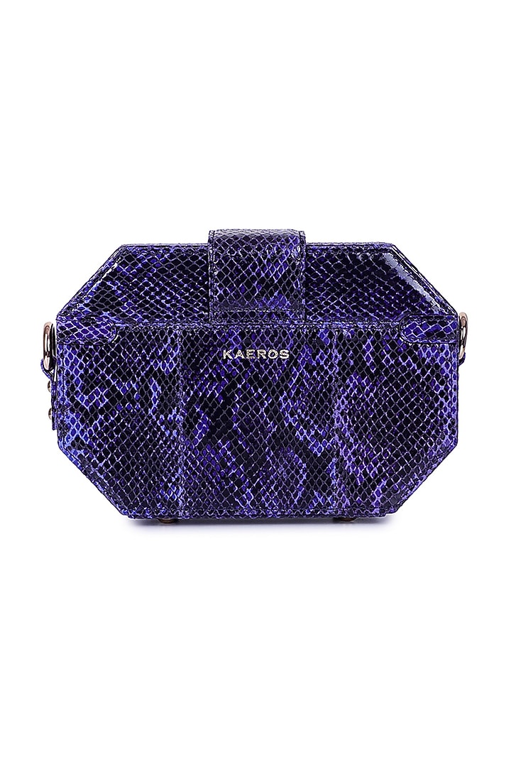 Blue Python Printed Box Bag by Kaeros at Pernia's Pop Up Shop