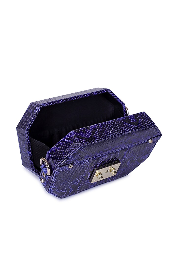 Blue Python Printed Box Bag by Kaeros at Pernia's Pop Up Shop