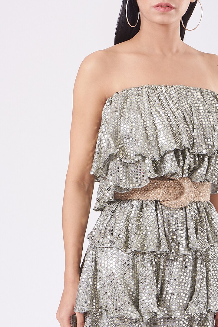 Ash Grey Sequins Tube Cocktail Dress by KANGANA TREHAN at Pernia's Pop Up Shop