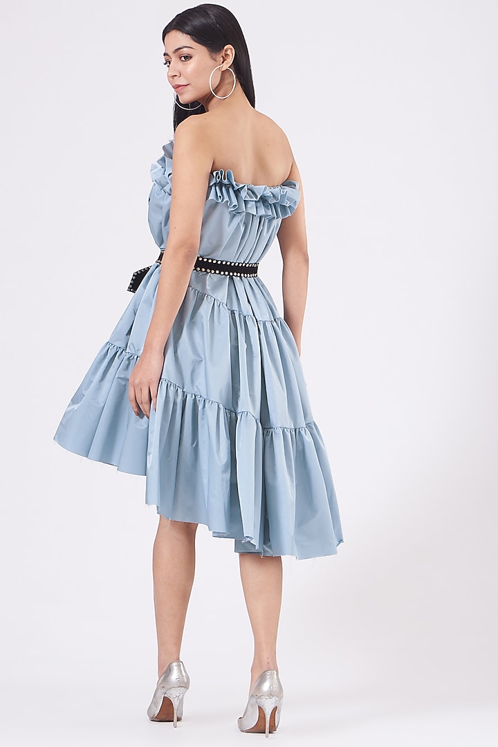 Ice Blue Tiered Cocktail Dress by KANGANA TREHAN at Pernia's Pop Up Shop