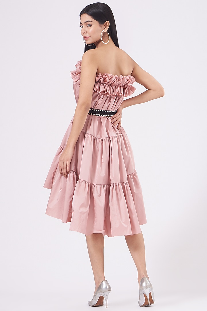 Powder Pink Tiered Cocktail Dress by KANGANA TREHAN at Pernia's Pop Up Shop