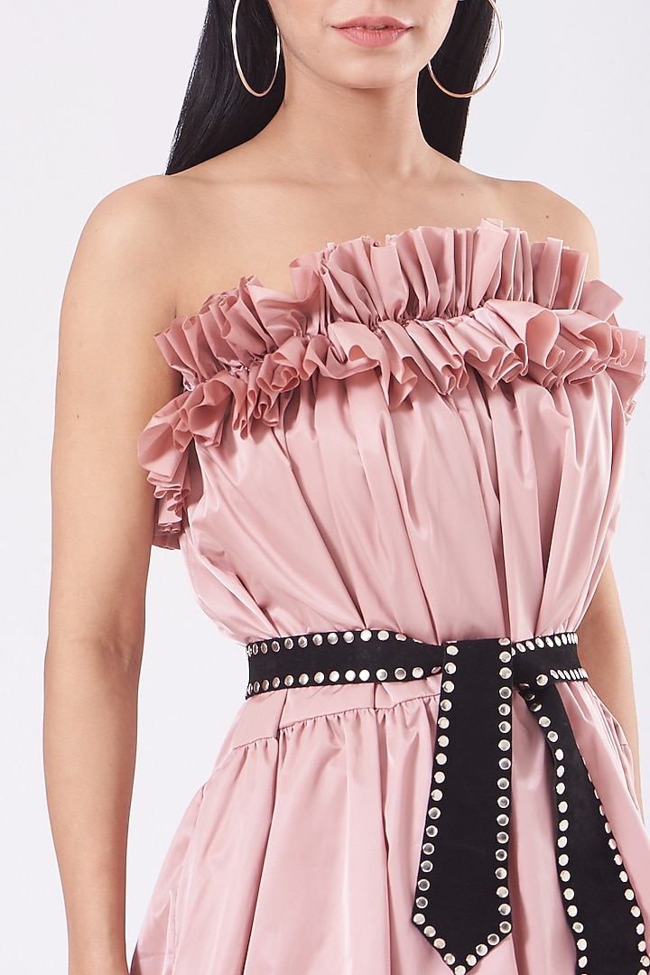 Powder Pink Tiered Cocktail Dress by KANGANA TREHAN at Pernia's Pop Up Shop