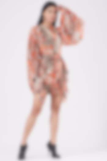 Neon Orange Snake Printed Cocktail Dress by KANGANA TREHAN at Pernia's Pop Up Shop