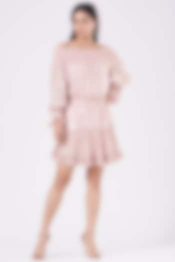 Pale Pink Off-Shoulder Dress by KANGANA TREHAN