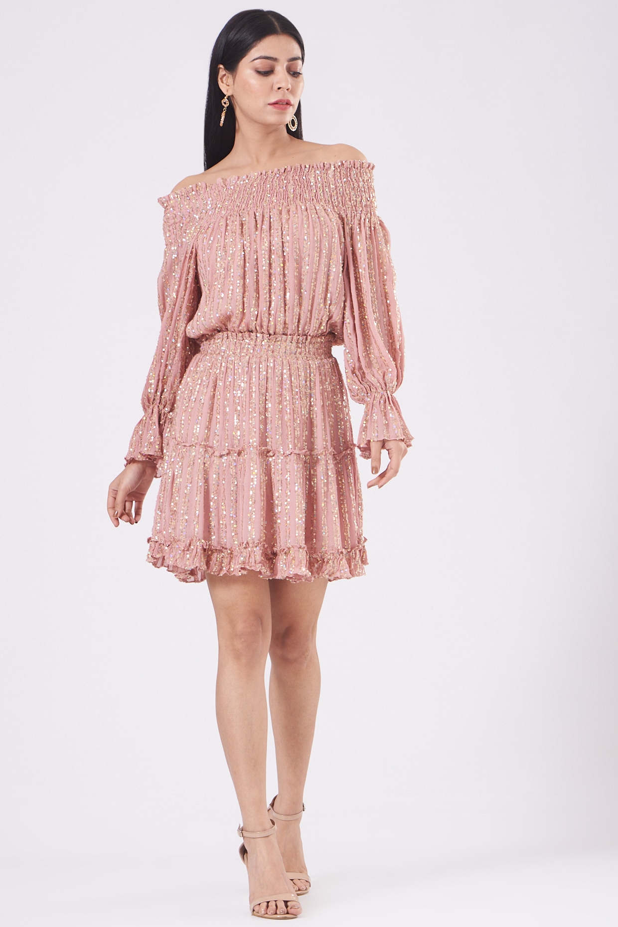 Dusty Rose Off-Shoulder Dress Design by 