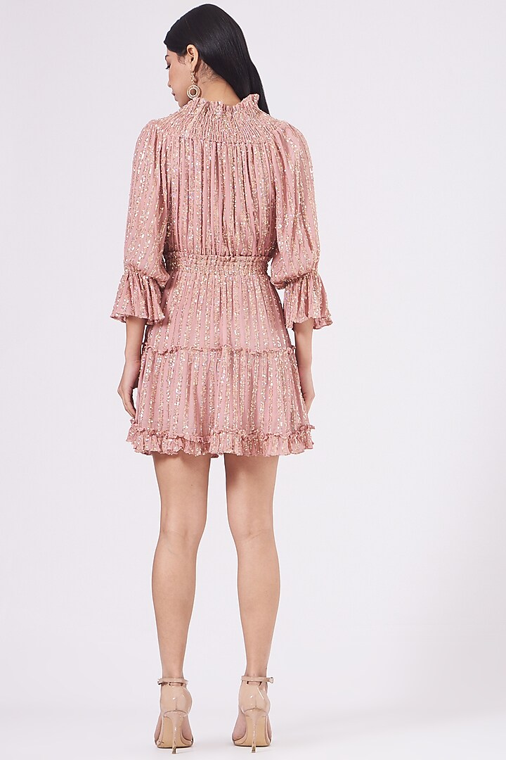 Dusty Rose Off-Shoulder Cocktail Dress by KANGANA TREHAN at Pernia's Pop Up Shop