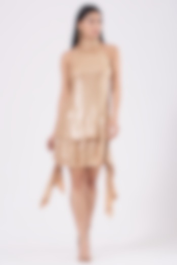 Nude Sequins Asymmetrical Dress by KANGANA TREHAN at Pernia's Pop Up Shop