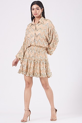 Dusty Rose Tiered Dress by KANGANA TREHAN