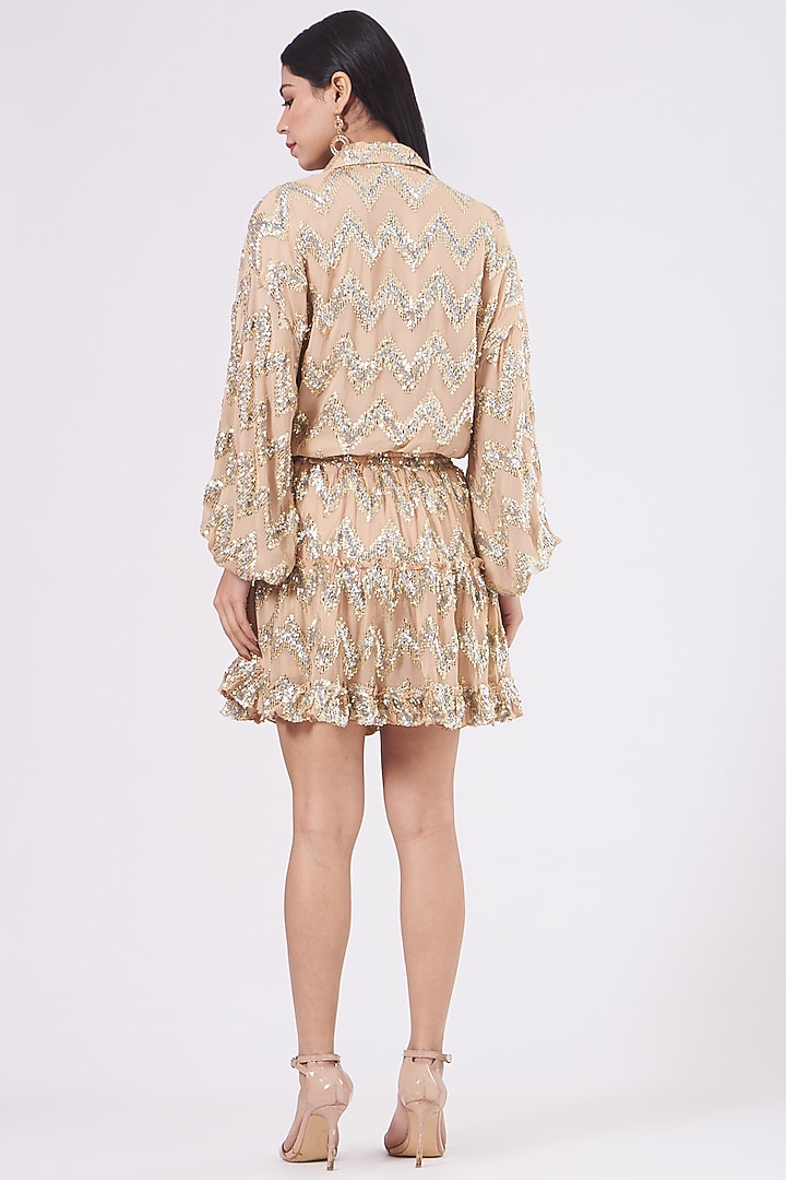 Dusty Rose Tiered Cocktail Dress by KANGANA TREHAN at Pernia's Pop Up Shop