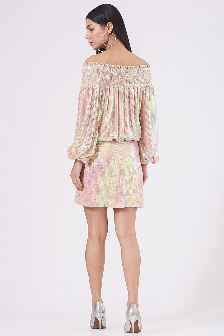 Golden Sequins Mini Cocktail Dress by KANGANA TREHAN at Pernia's Pop Up Shop