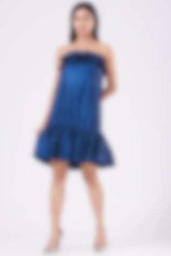 Electric Blue Strapless Dress by KANGANA TREHAN