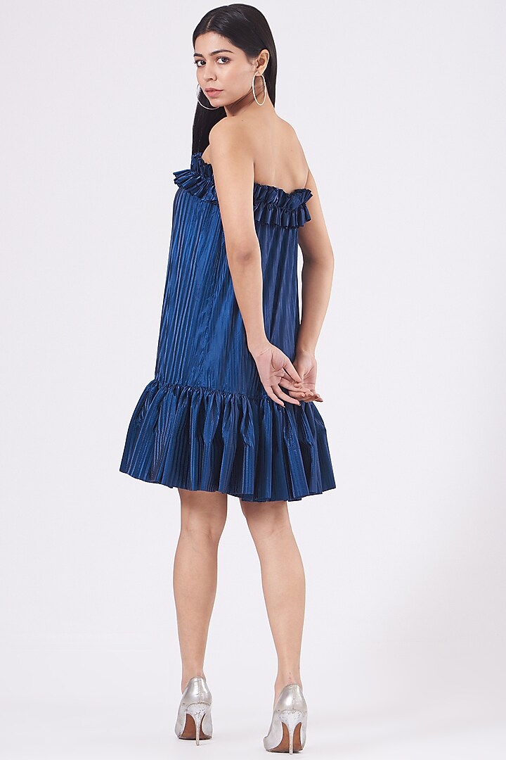 Electric Blue Strapless Cocktail Dress by KANGANA TREHAN at Pernia's Pop Up Shop